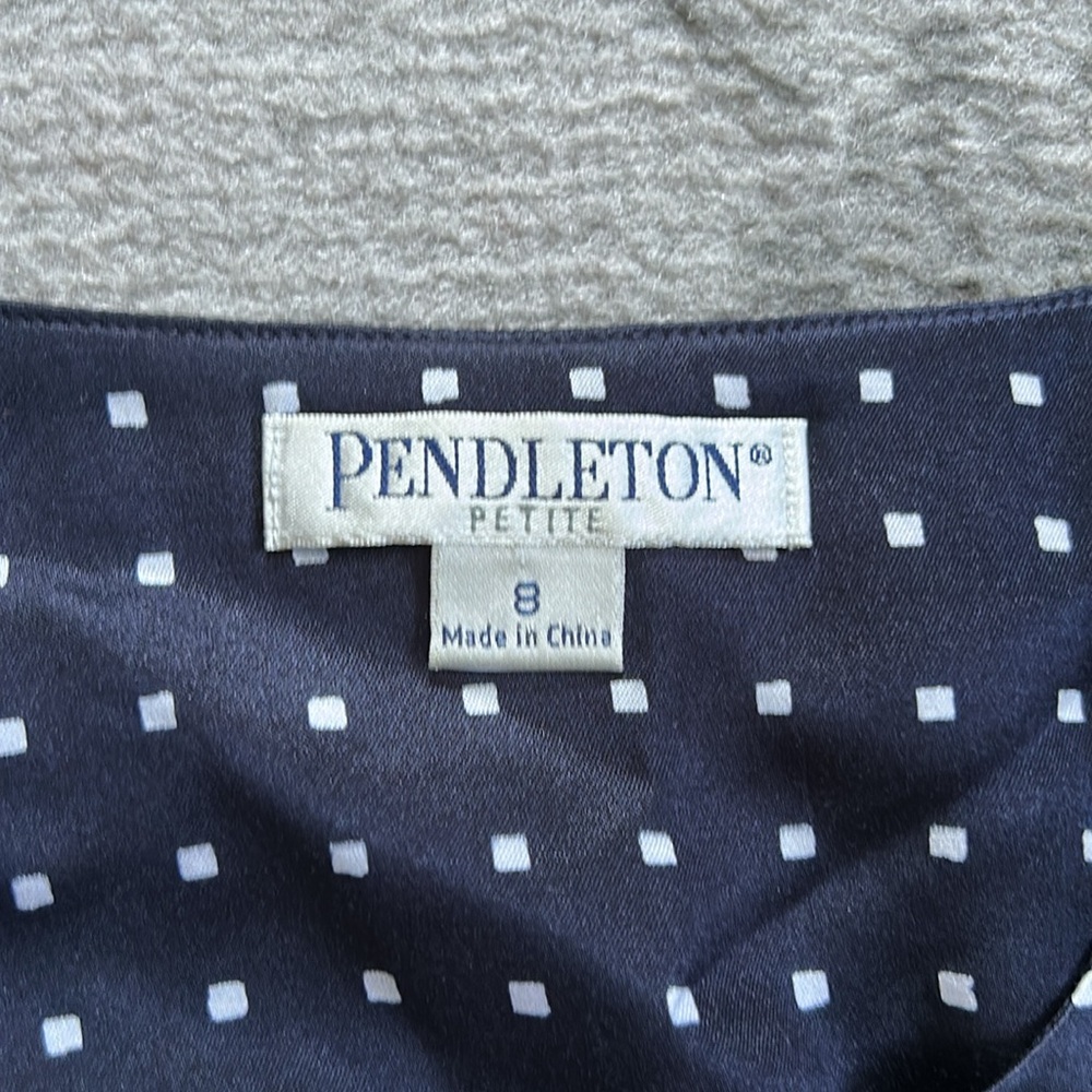 Pendleton Navy And White Square Pattern Silk Blen… - image 3